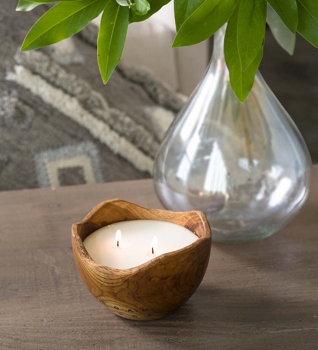 Handcrafted Teak Wood Bowl Candle