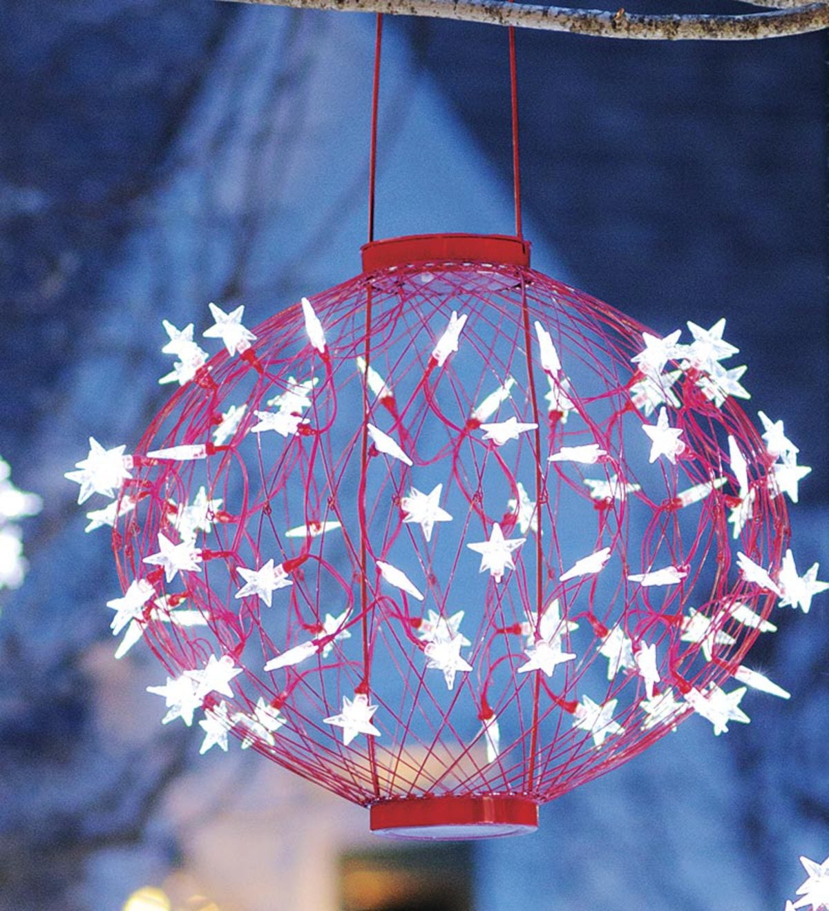 Set Of 3 Red Solar Star Lanterns, 1 Large, 2 Small | PlowHearth