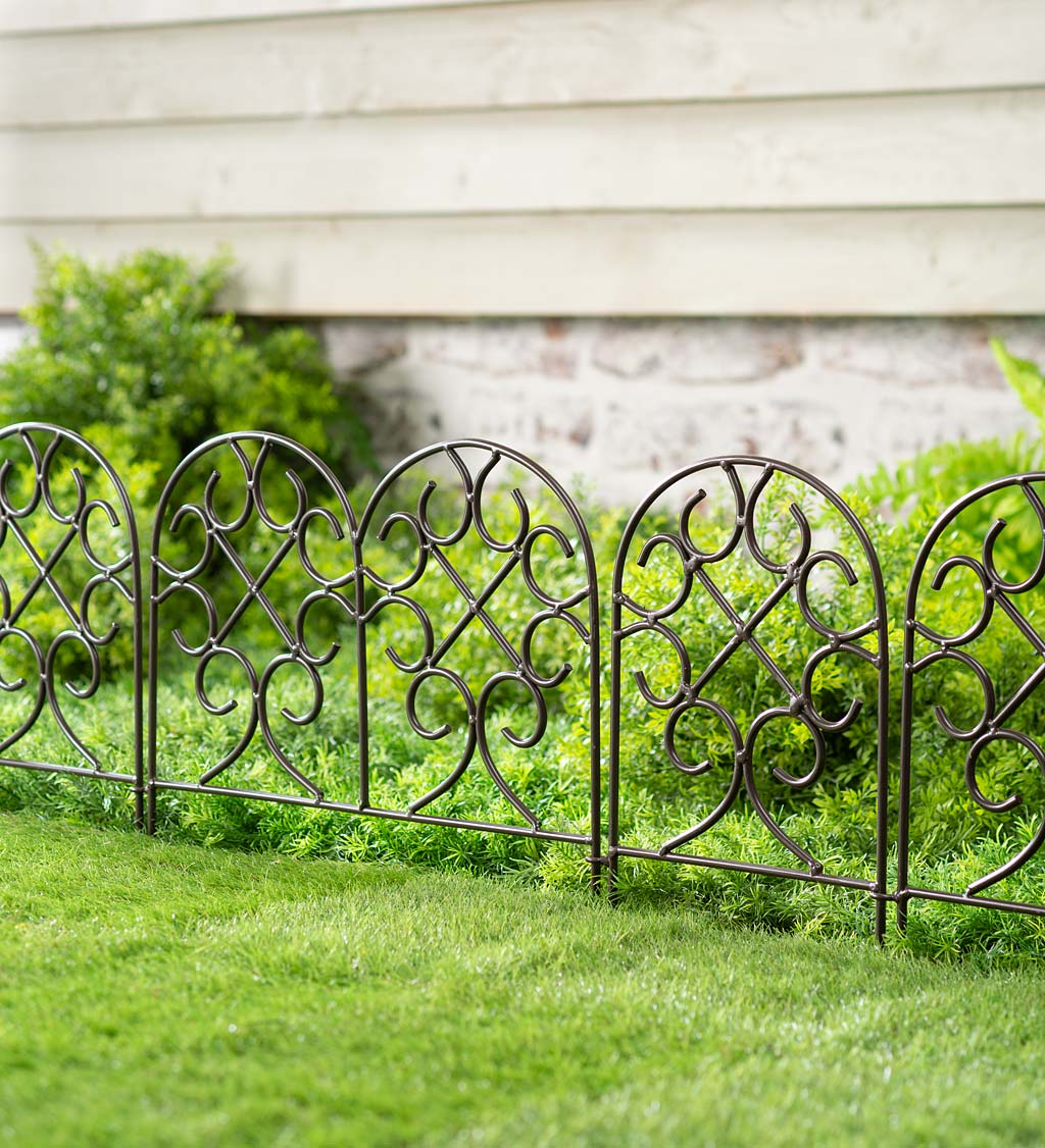 Details about   4Pcs 44" Wrought Iron Fence Foldable Metal Garden Border Edging Yard Fencing