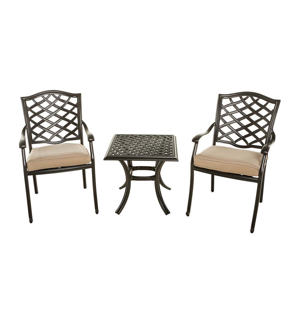 Park Grove Cast Aluminum Outdoor 3-Piece Seating Set with Cushions