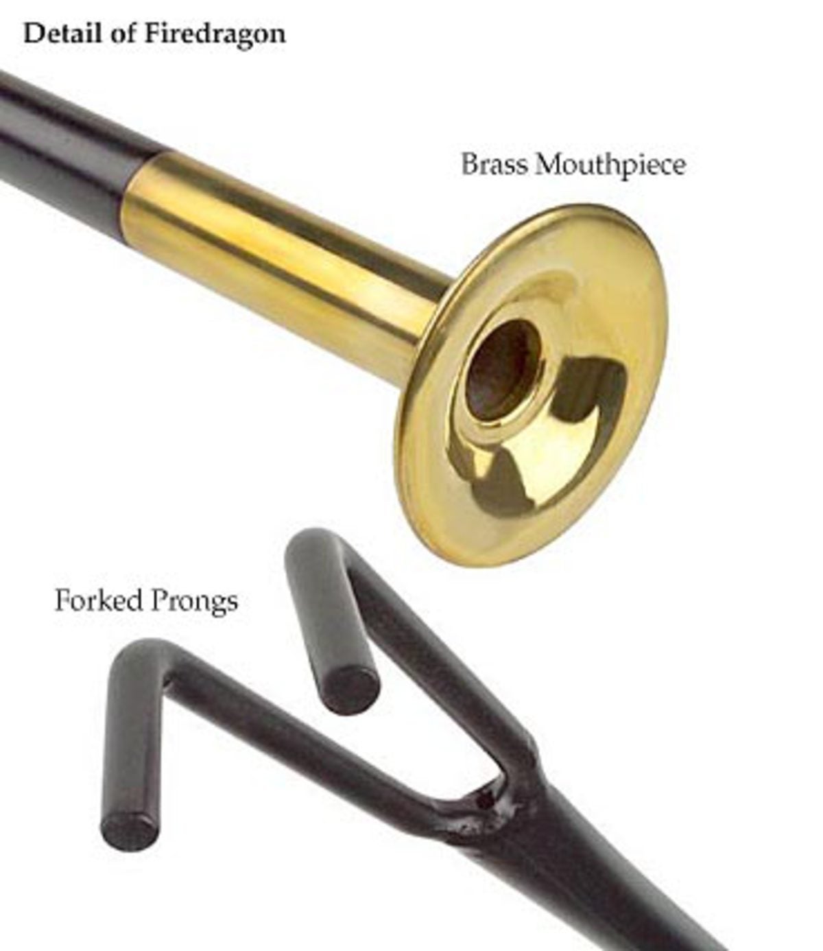 Fire Dragon All-In-One Fire Tool with Powder-Coated Steel Shaft and Polished Brass Mouthpiece