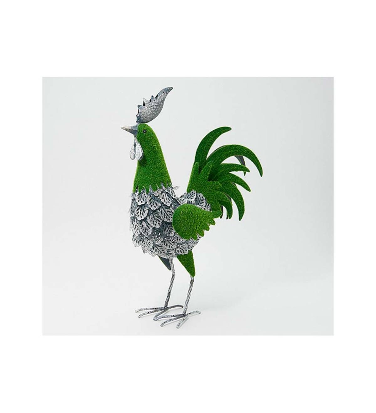 Moss Detailed Metal Rooster