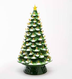 Lighted Ceramic Snowy Christmas Tree, 20"H