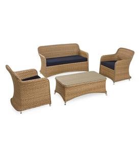 Chesapeake Wicker Outdoor Furniture Seating Set - Natural | Plow & Hearth