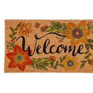 Colorful Floral Welcome Coir Mat