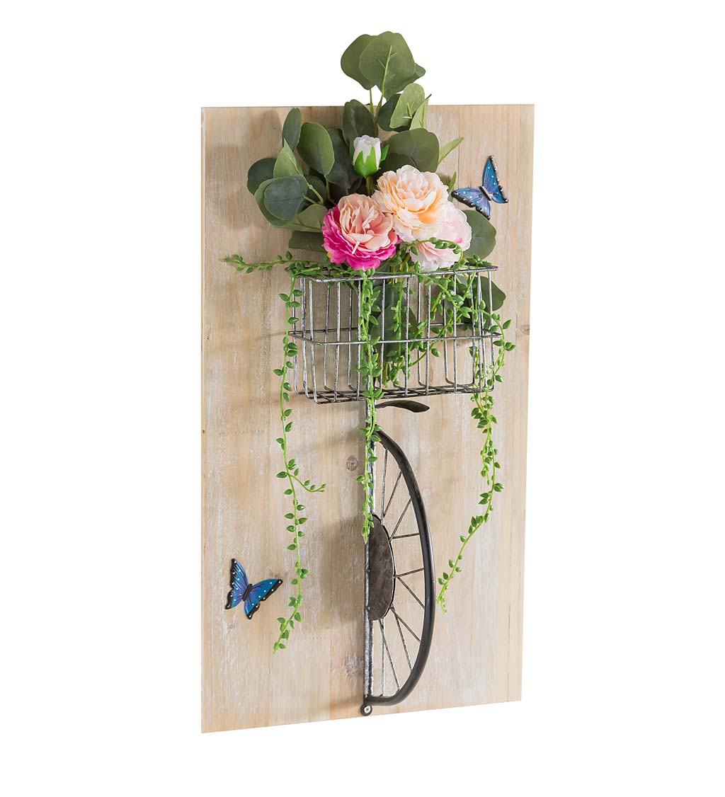 3D Bicycle with Flower Basket Wall Art