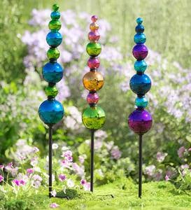 2 in 1 Colorful Glass Finial Ornaments, Set of 2