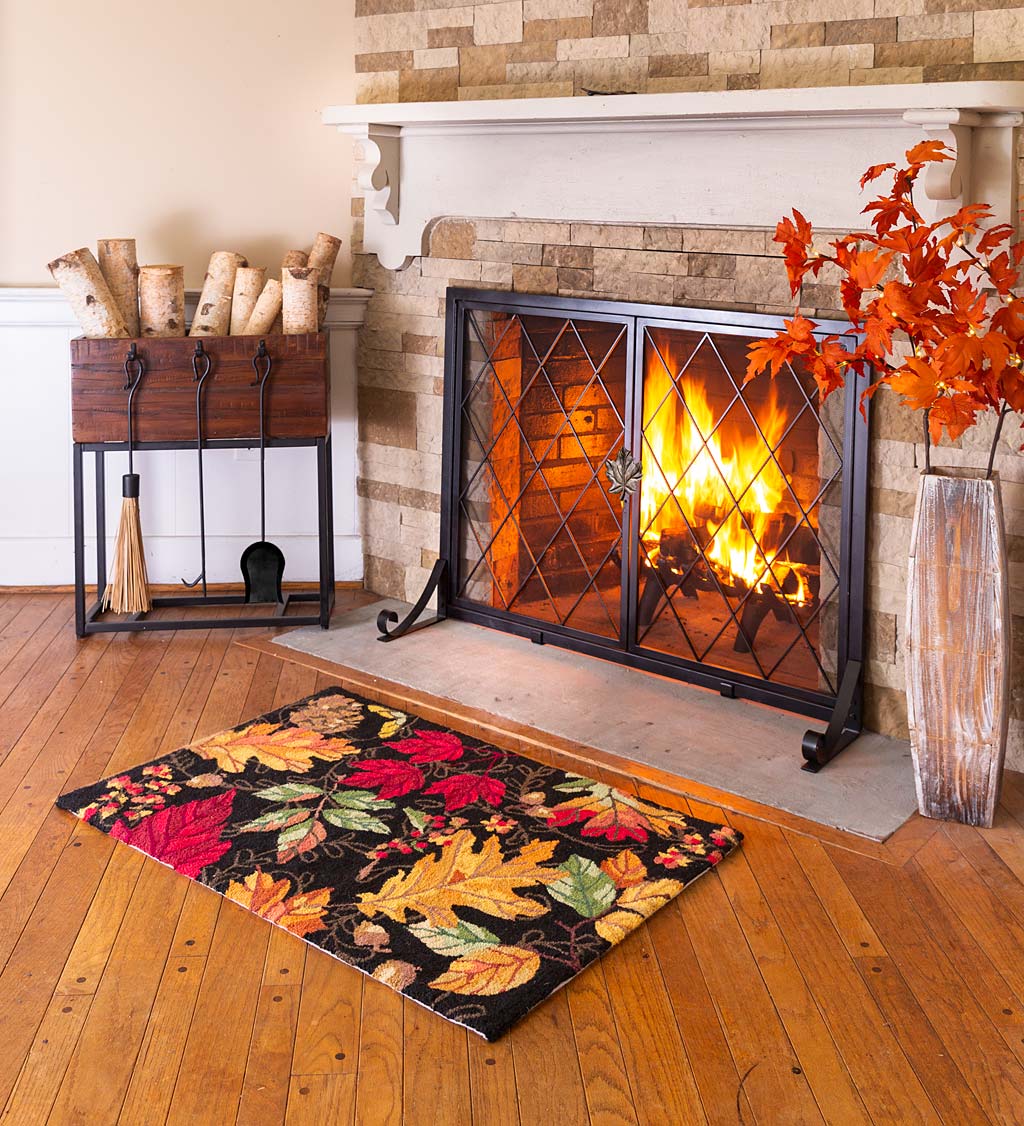 Hooked Wool Falling Leaves Accent and Hearth Rug