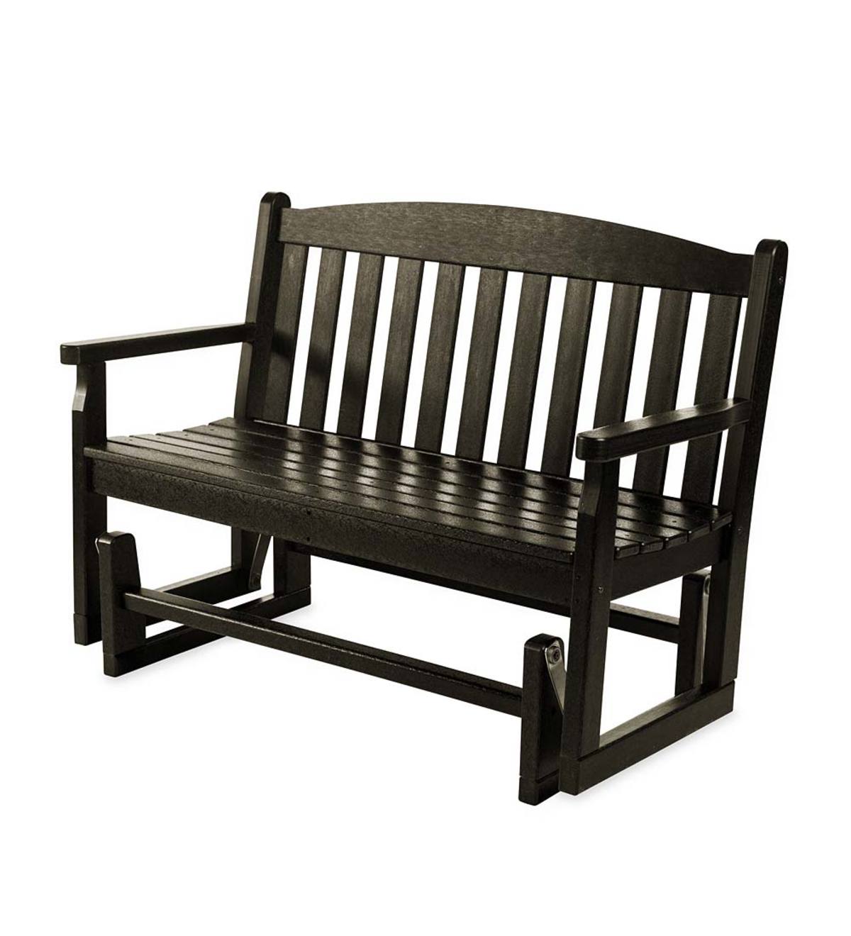 Polywood Outdoor Glider Bench Black Plowhearth