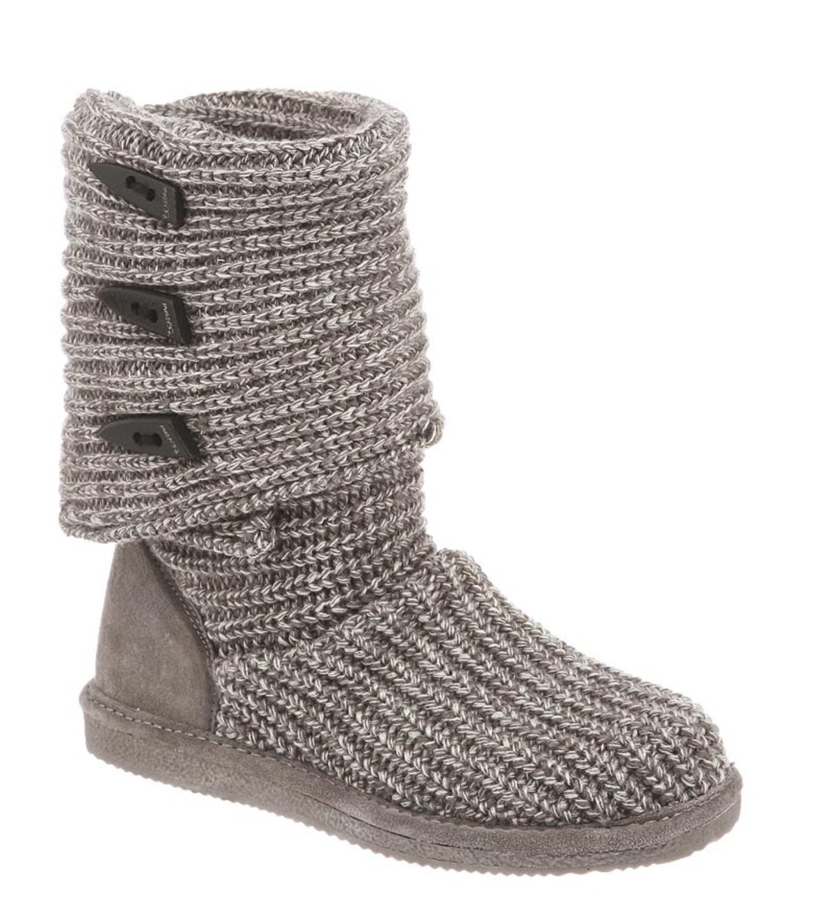 Women's BEARPAW® Sheepskin And Suede Knit Tall Boots | PlowHearth