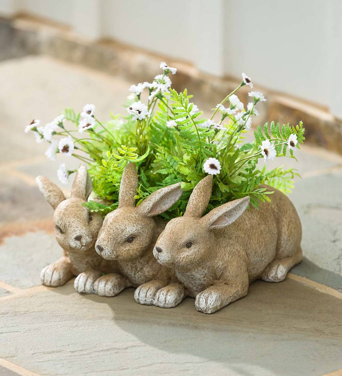Planter Pot Indoor Outdoor Garden Cute Rabbit Bunny Textured with Rose Blanket 