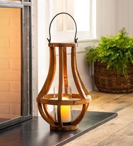 Artisanal Reclaimed Wood Lanterns With Glass Cylinder