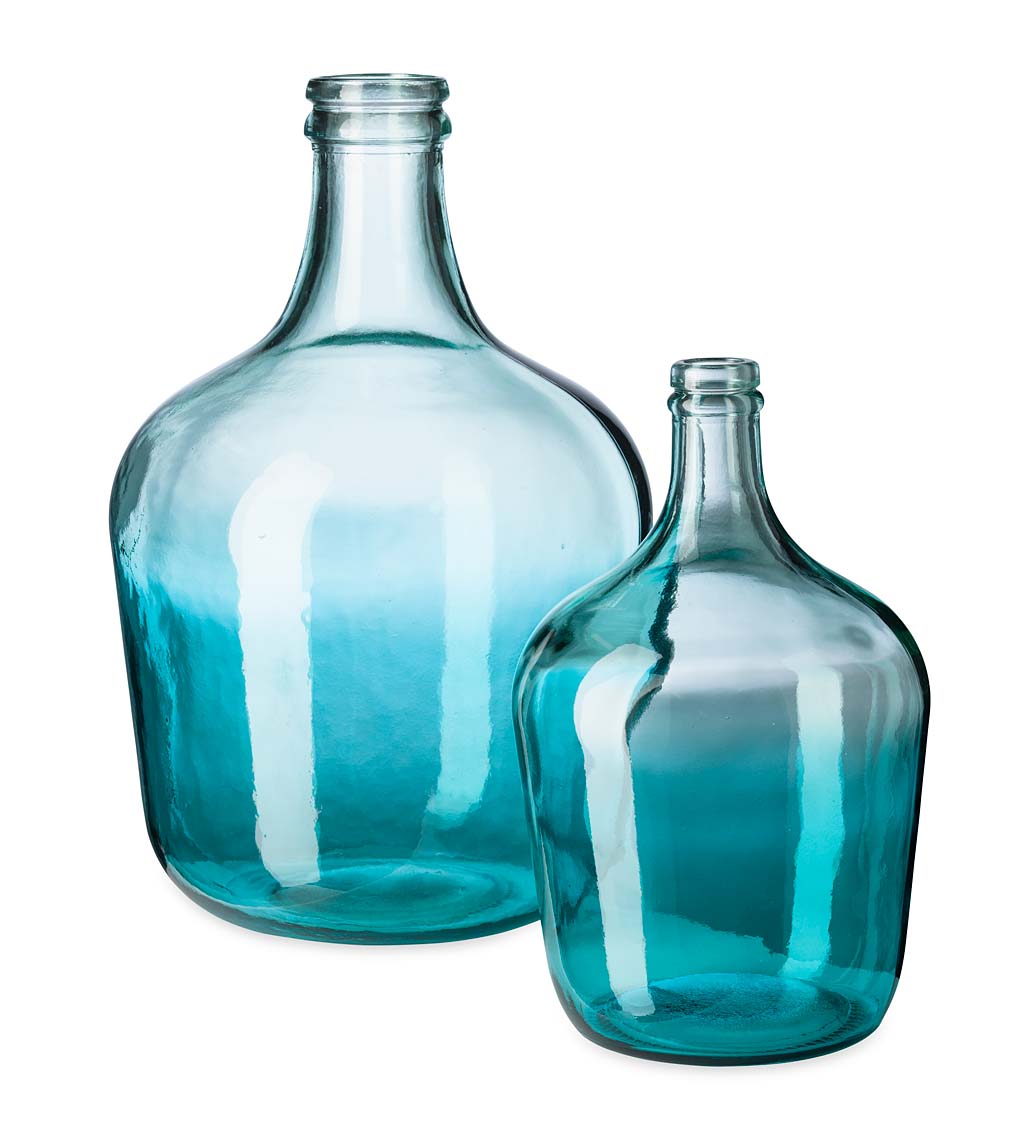 Ocean Blue Recycled Glass Vases