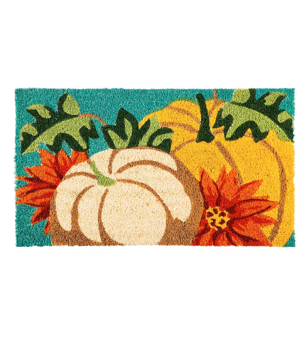 Autumn Pumpkins and Dahlias Coir Fiber Mat