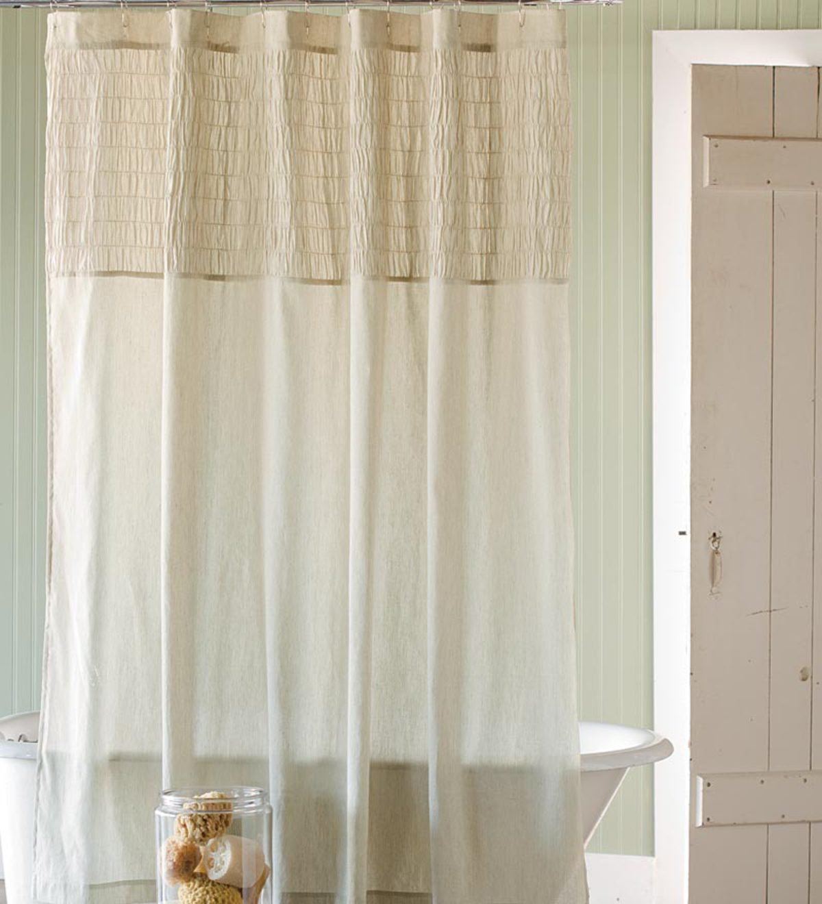 Ruched Linen Shower Curtain Plowhearth, Sheer Top Shower Curtain