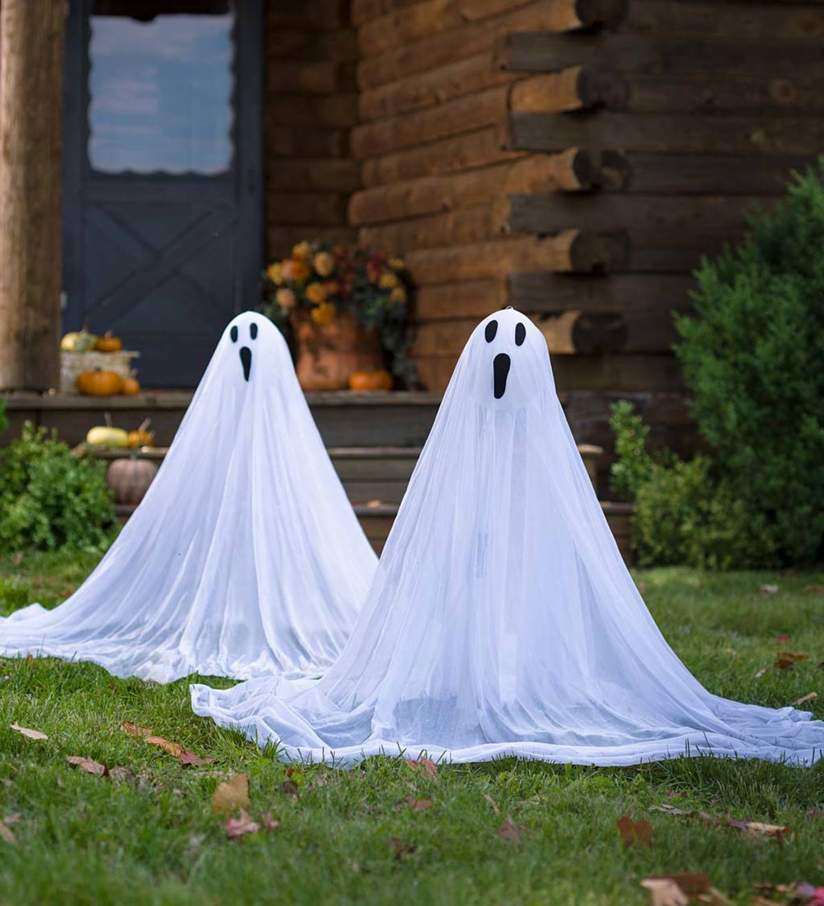 Lighted Color-Changing Halloween Ghost Stakes, Set of 2 | PlowHearth