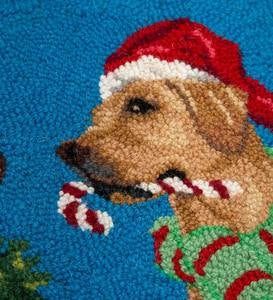 Holiday Hounds Lab Trio Hooked Wool Accent Rug
