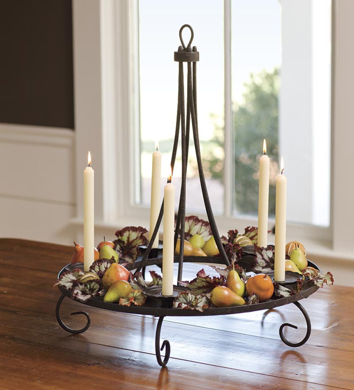 Iron Candle Chandelier With Distressed, Bed Bath Beyond Candle Holder Chandelier