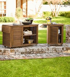 Eucalyptus Wood Rolling Carts, Lancaster Outdoor Furniture Collection