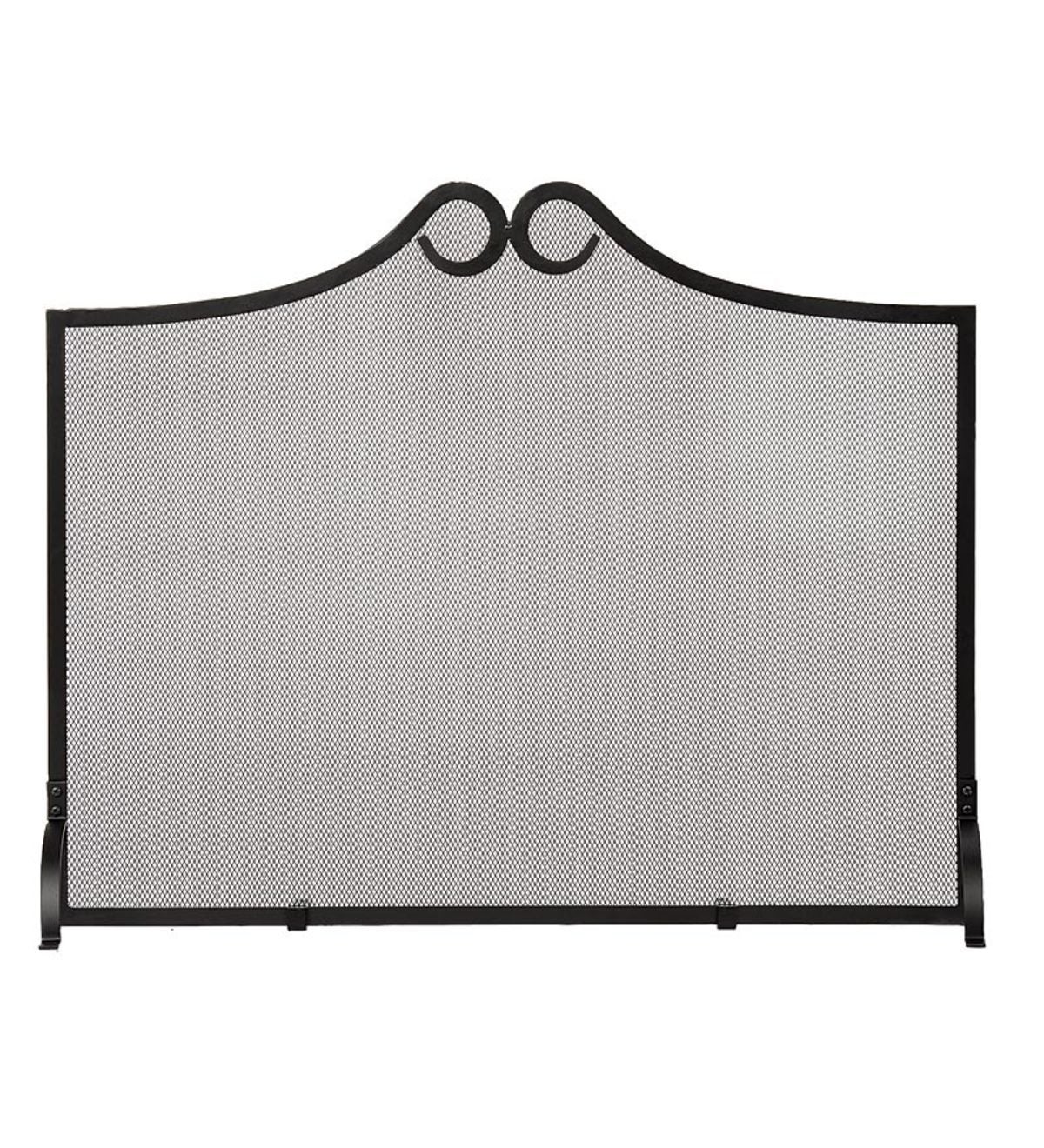 Wrought Iron Scrolled Arch Single Panel Fireplace Screen