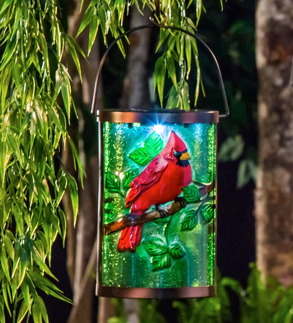 Cardinal Solar Glass Lantern
