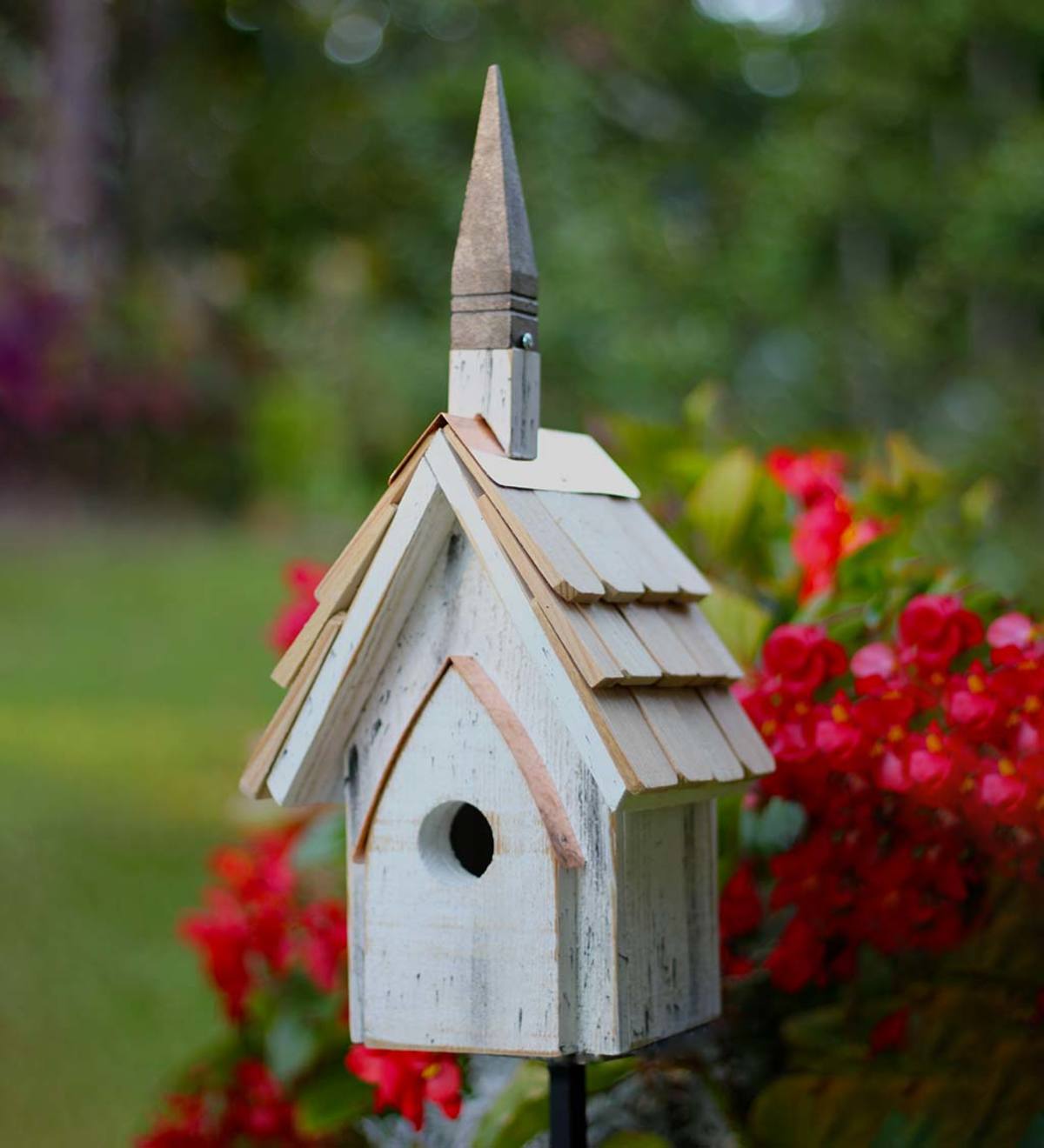 Wood and Copper Chapel Birdhouse