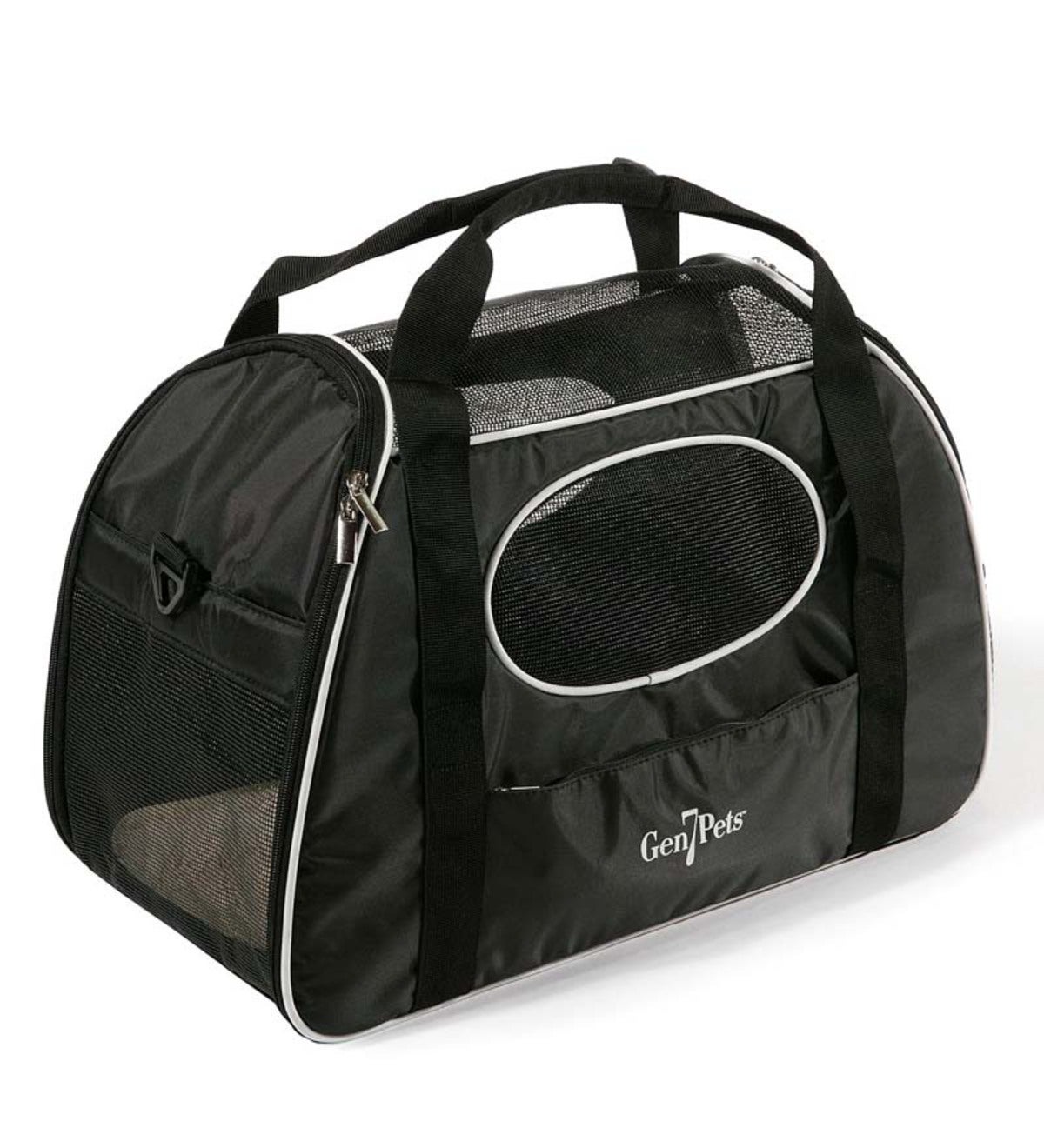 Large Soft-Sided Carry-Me Pet Carrier - Black with White Trim