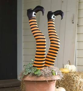 Halloween Witch Leg Stakes, Set of 2 | Halloween Decorations | PlowHearth