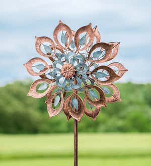 Image of a Copper Lily Wind Spinner. Shop Wind Spinners